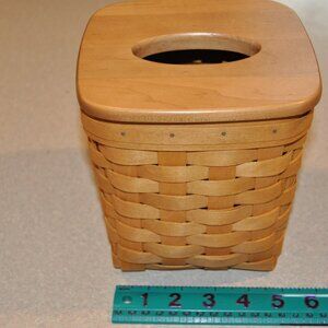 Longaberger tall tissue box basket with wooden lid